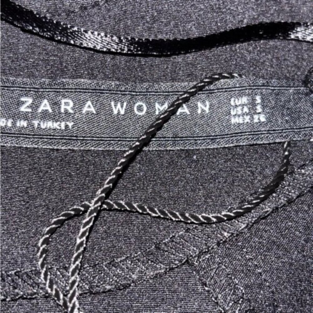 💐Zara Women's Black Knee Length Slip Dress Small - Picture 2 of 8